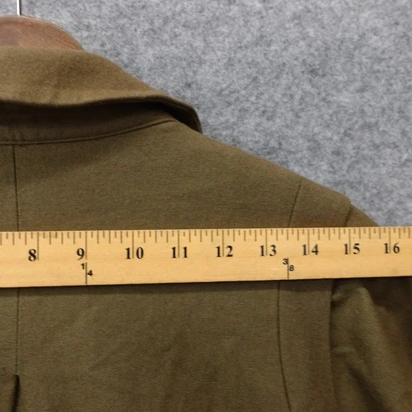 Vintage Chloe Shift Dress Womens LARGE Olive Army Green Wool Pintuck Luxury